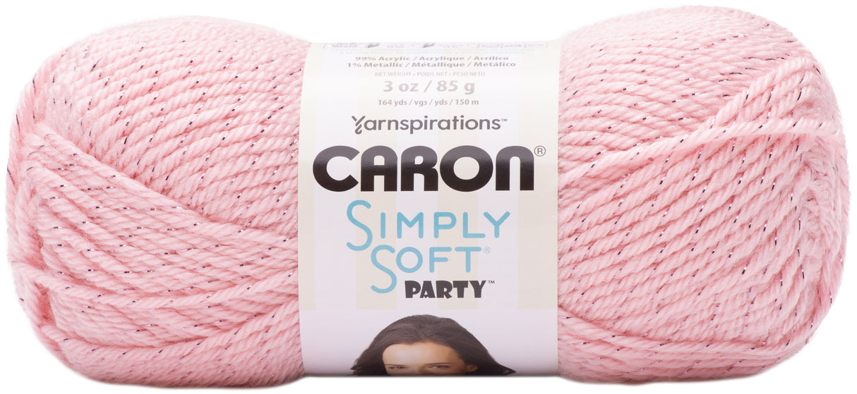 Caron Simply Soft Party Yarn-Soft Pink Sparkle