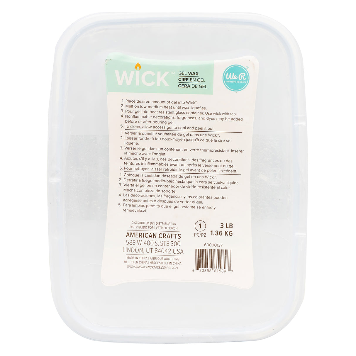 We R Wick Gel Wax 3lb-