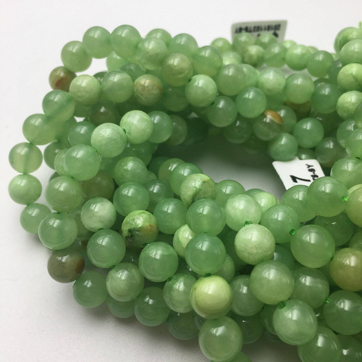 Green Flower Jade Smooth Round Beads 8mm 15.5" Strand