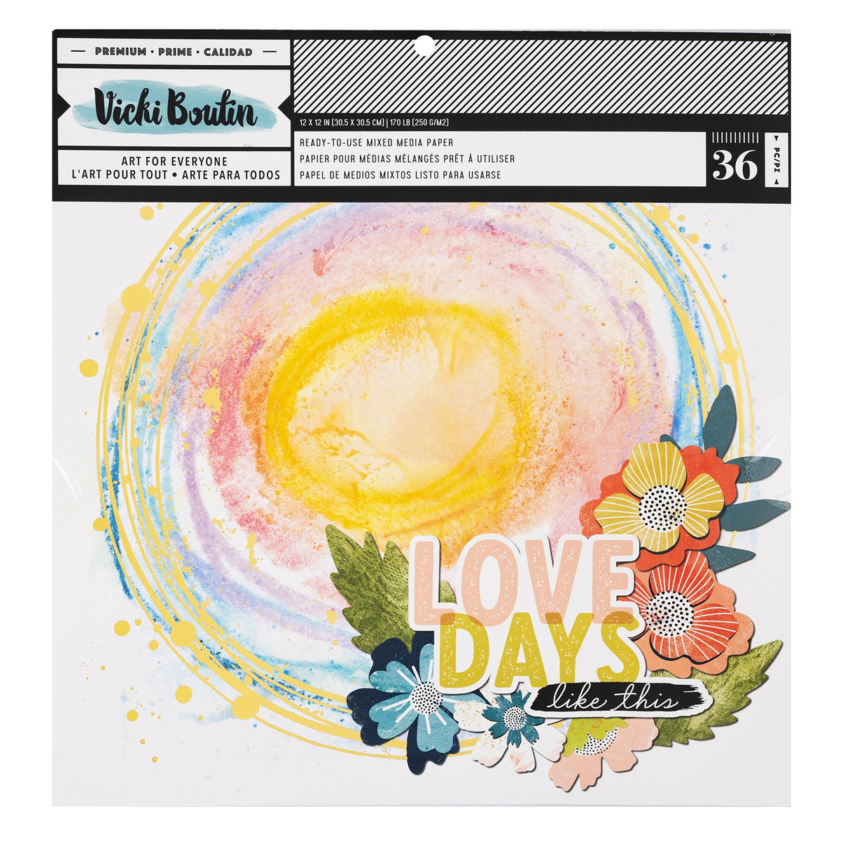 Vicki Boutin Mixed Media Backgrounds Paper 12"X12" 36/Pkg-Print Shop Painted Backgrounds