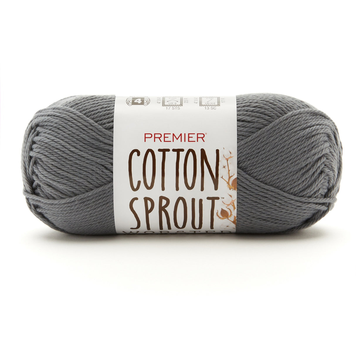 Premier Yarns Cotton Sprout Worsted Yarn-Gray