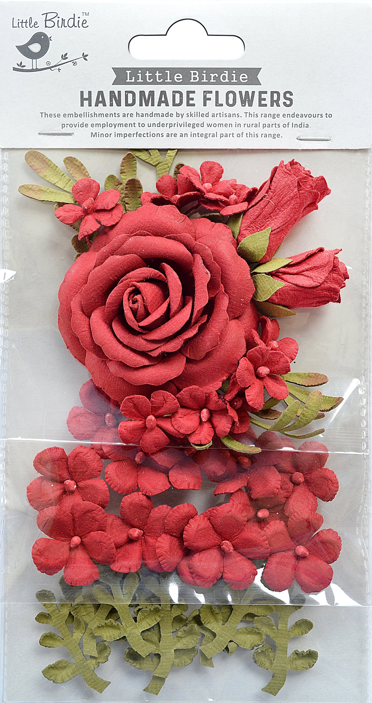 Little Birdie Rooney Paper Flowers 23/Pkg-Poppies And Roses