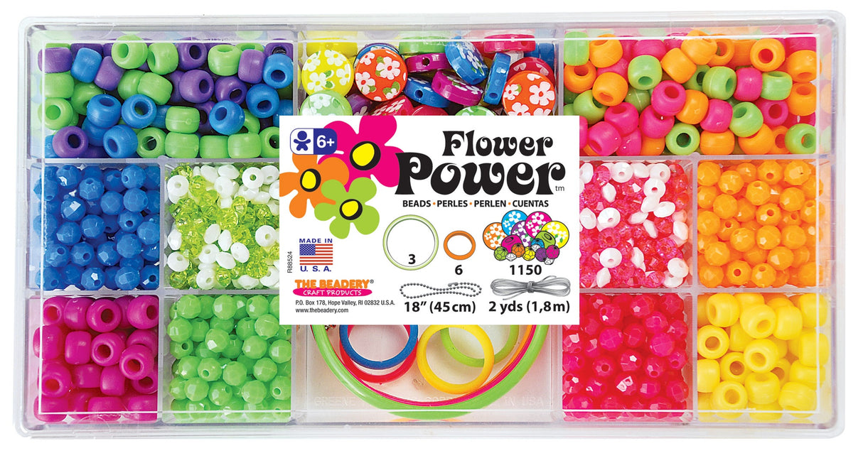 The Beadery 12 Compartment Bead Box-Flower Power; 1150 Beads