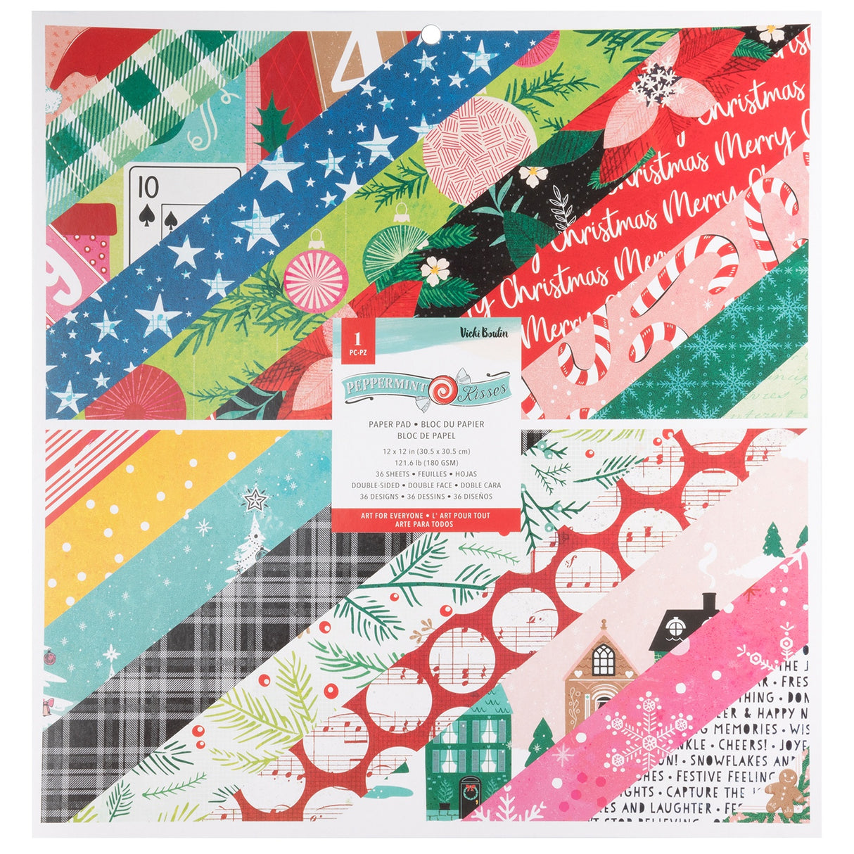 American Crafts Double-Sided Paper Pad 12"X12" 36/Pkg-Vicki Boutin Peppermint Kisses