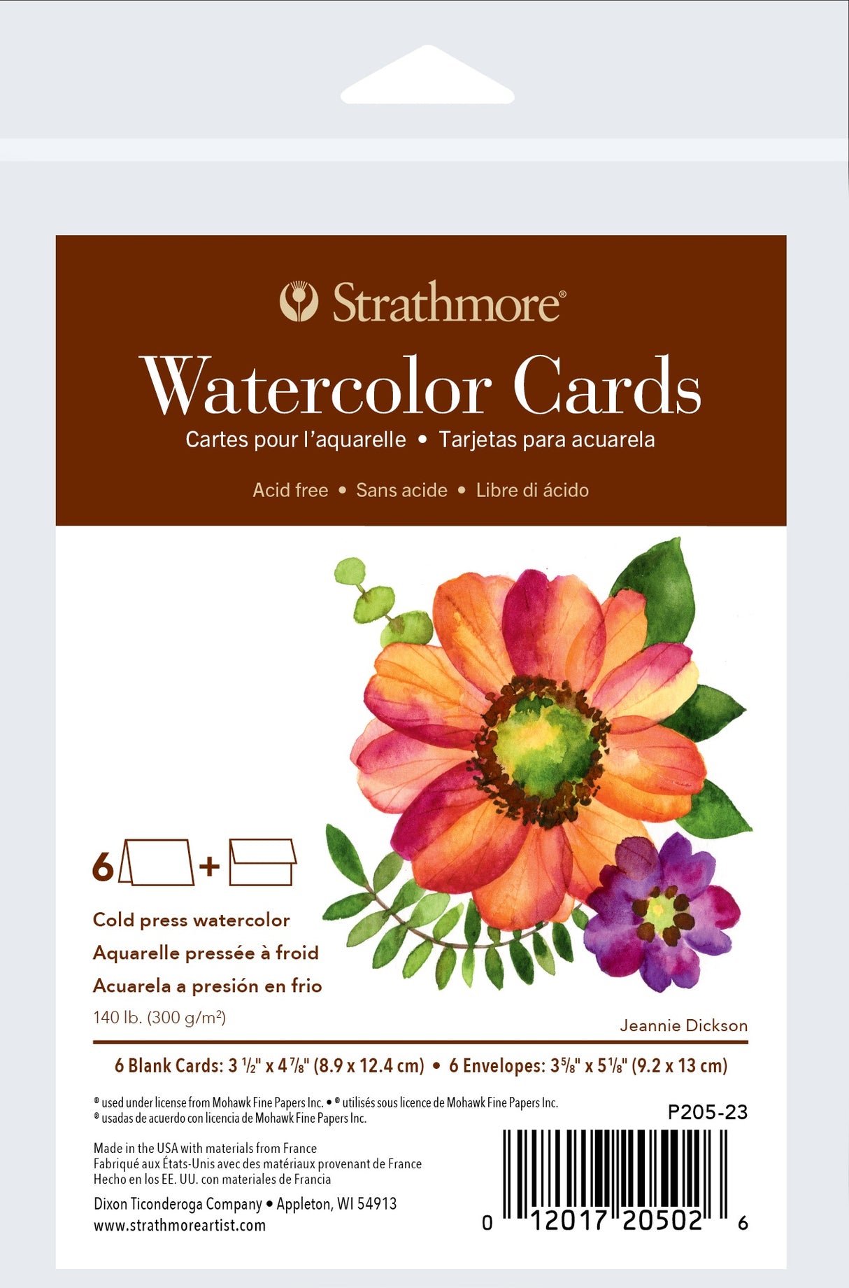 Strathmore Cards & Envelopes 3.5"X4.875" 6/Pkg-Watercolor