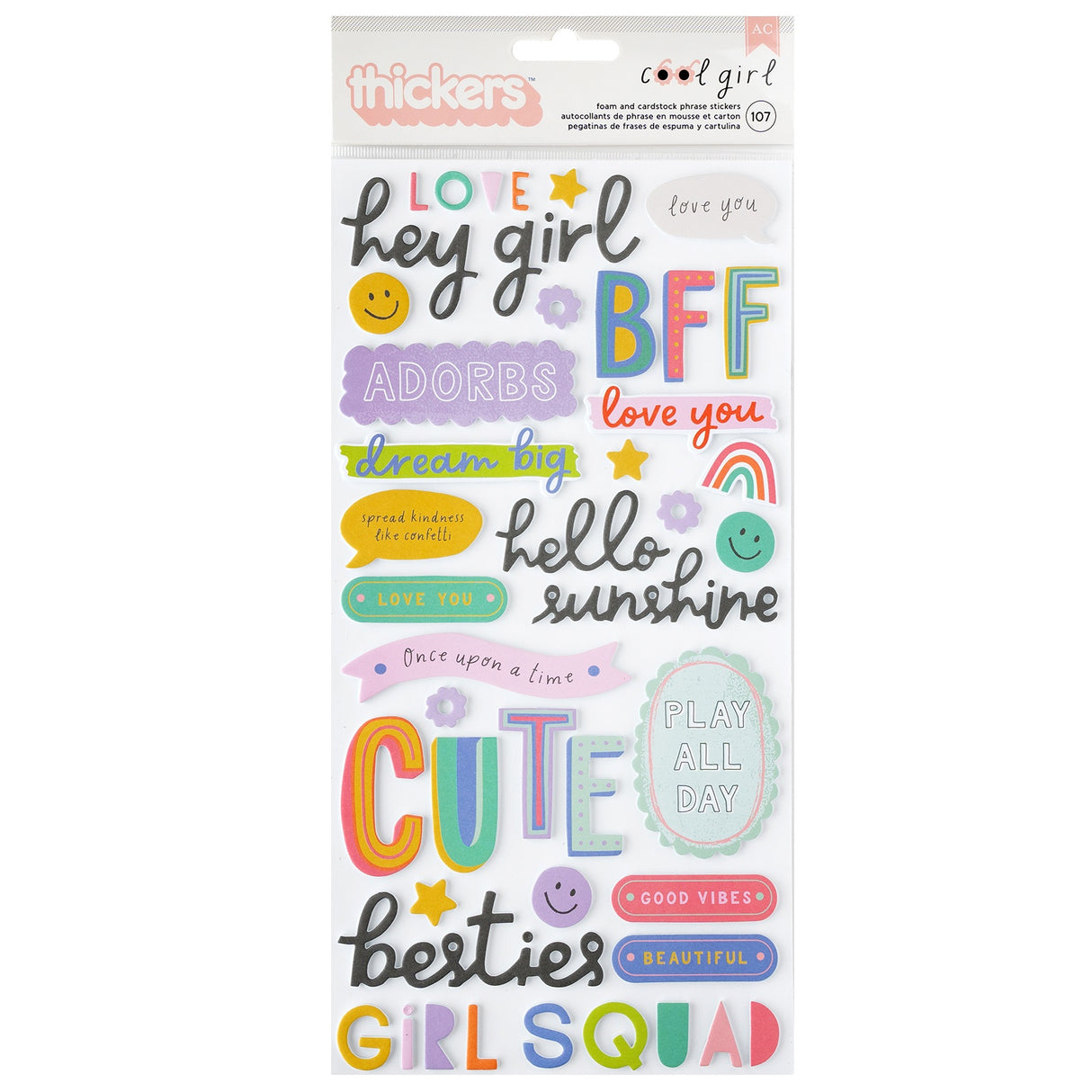 Pebbles Cool Girl Thickers Stickers 107/Pkg-Phrase