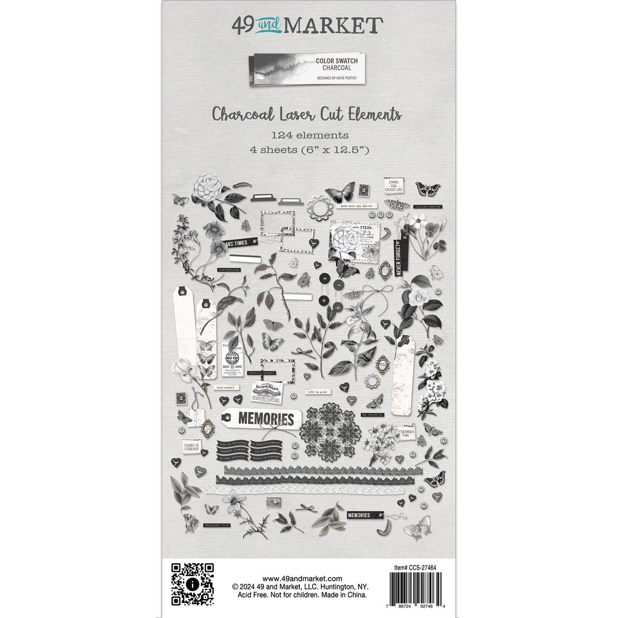 Color Swatch: Charcoal Laser Cut Outs-Elements