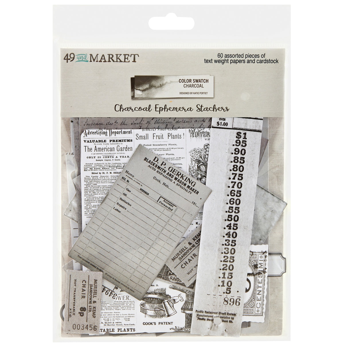 Color Swatch: Charcoal Ephemera Stackers-60/Pkg