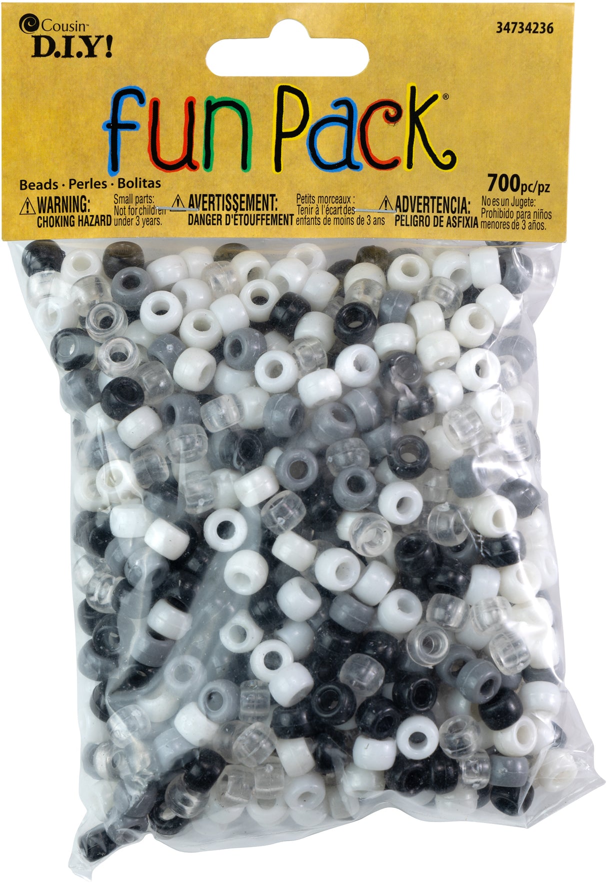 CousinDIY Fun Pack Acrylic Pony Beads 700/Pkg-Monochrome