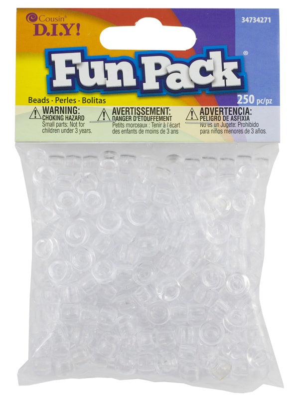 CousinDIY Fun Pack Acrylic Pony Beads 250/Pkg-Clear