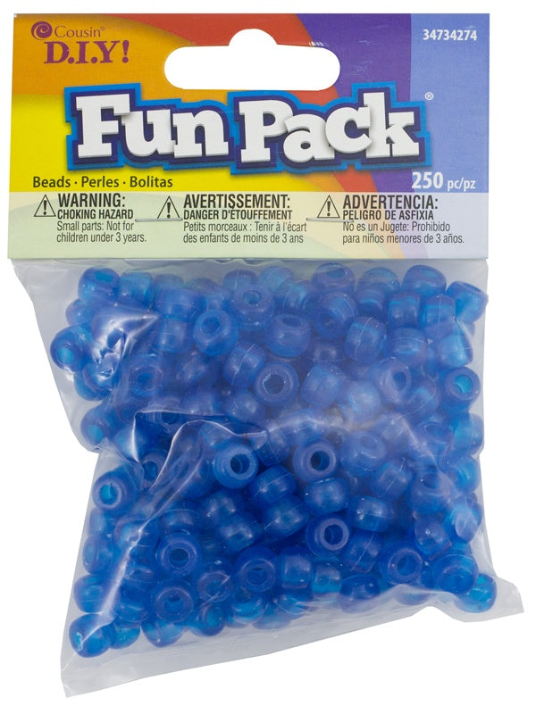 CousinDIY Fun Pack Acrylic Pony Beads 250/Pkg-Clear Blue
