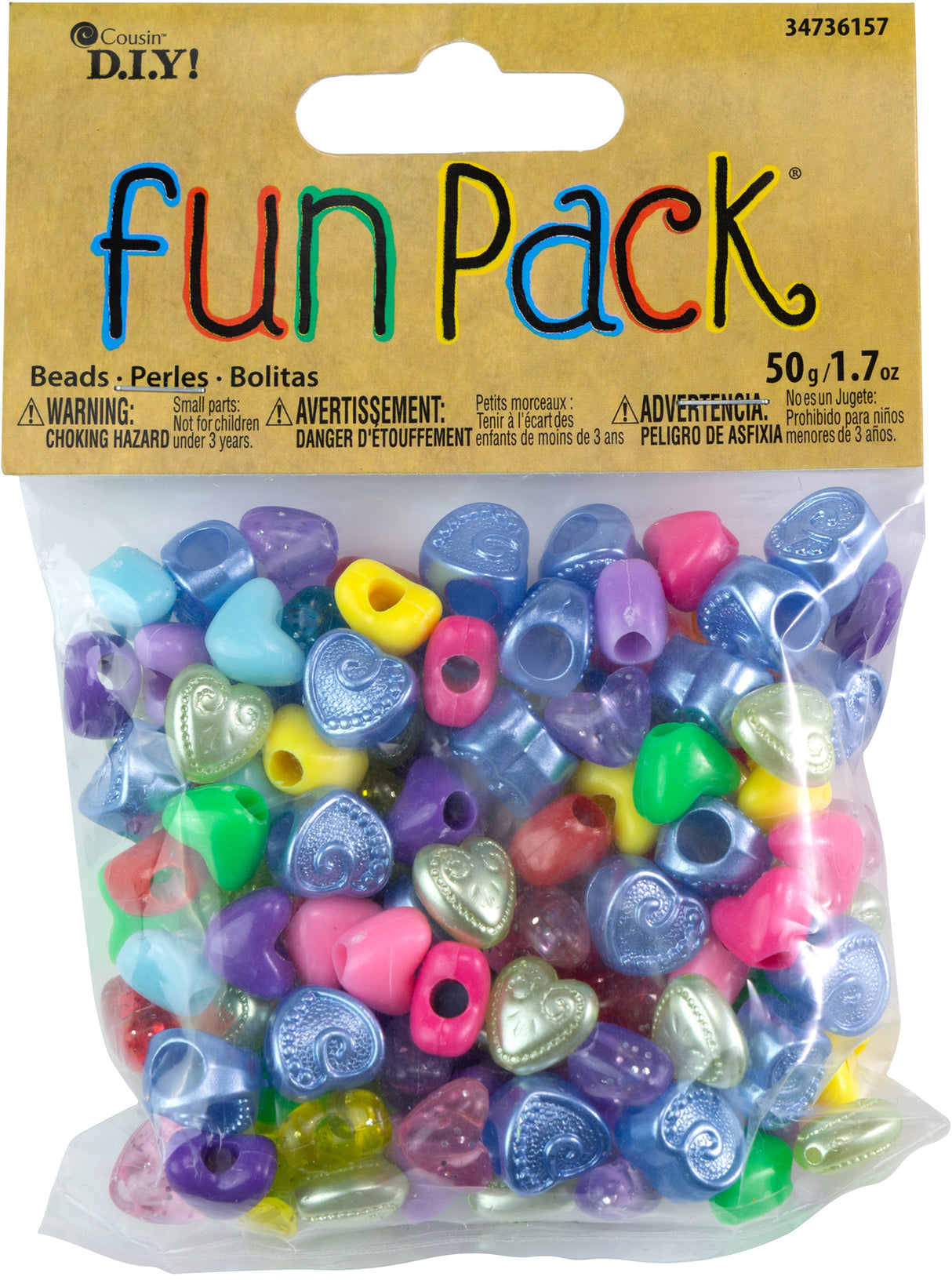 CousinDIY Acrylic Pony Beads-Multicolor Hearts