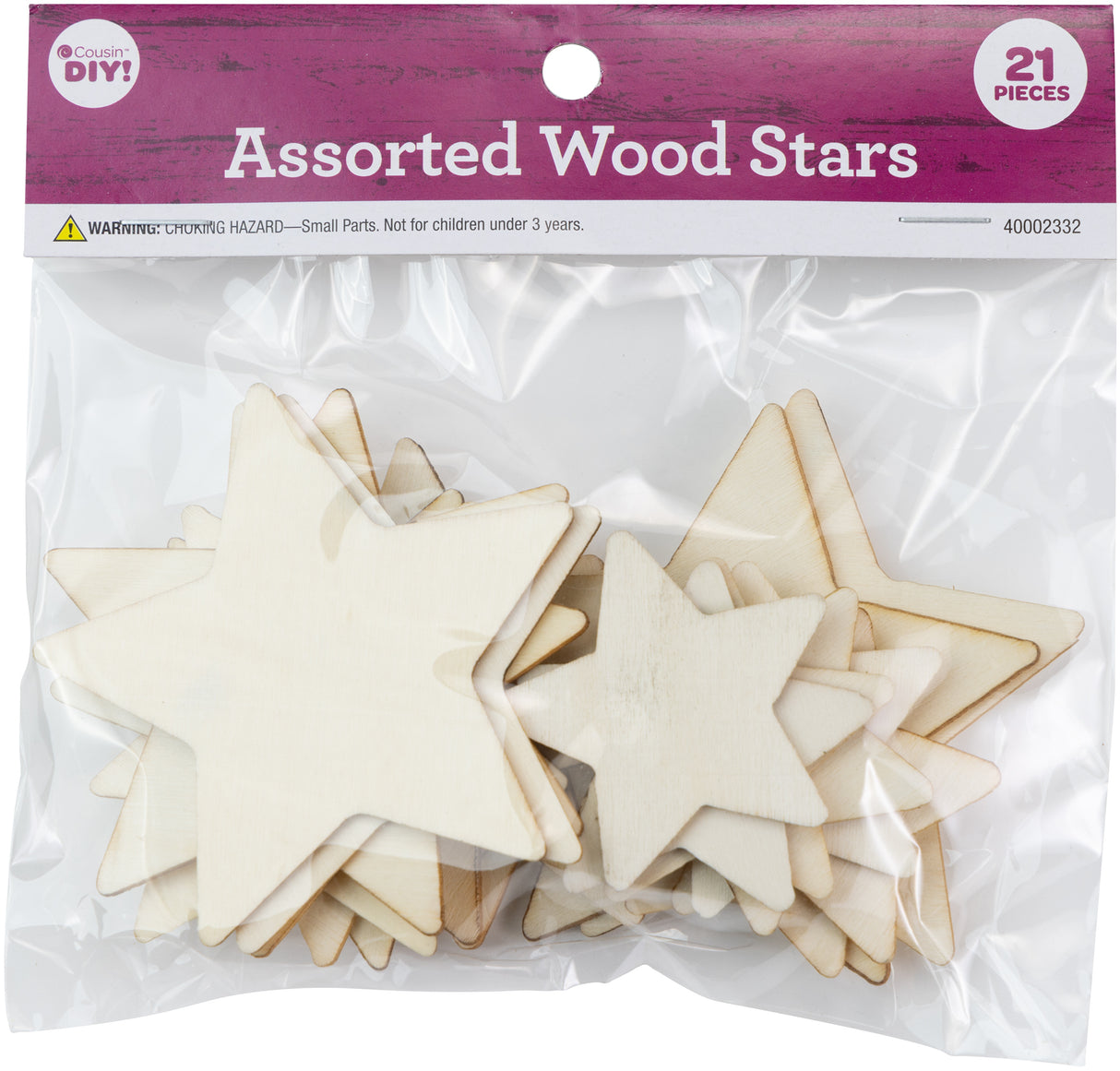 CousinDIY Unfinished Wood Stars 21/Pkg-Assorted