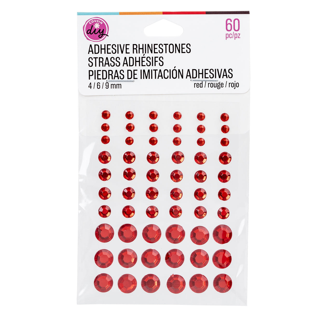 CousinDIY Adhesive Rhinestones 60/Pkg-Red