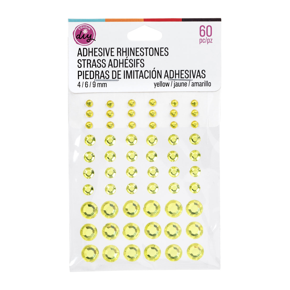 CousinDIY Adhesive Rhinestones 60/Pkg-Yellow
