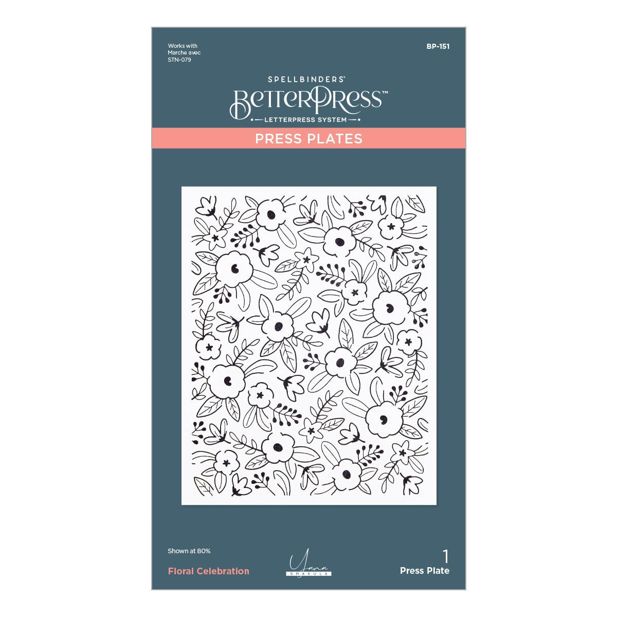 Spellbinders Press Plate By Yana Smakula-Floral Celebration
