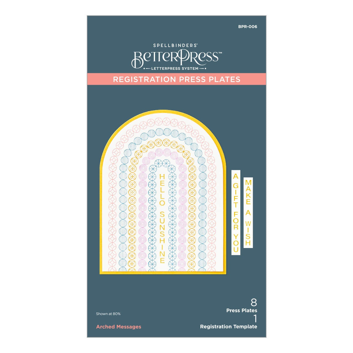 Spellbinders BetterPress Press Plate & Die Set-Arched messages Registration