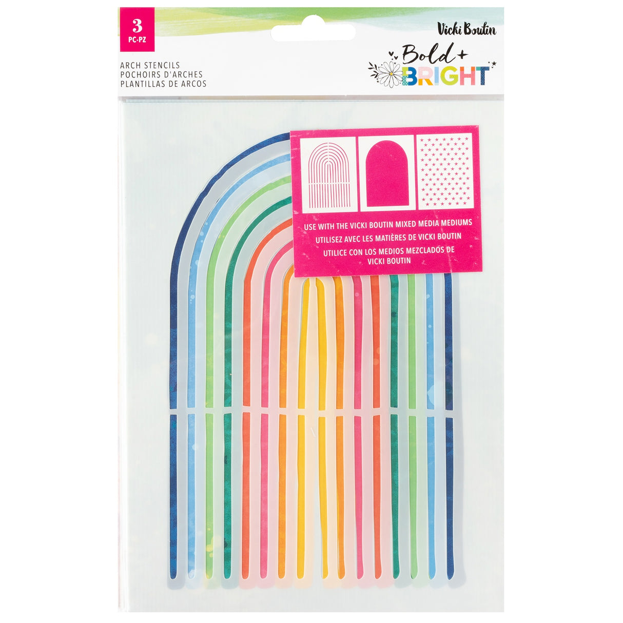 Vicki Boutin Bold And Bright Stencil Pack 3/Pkg-Arches