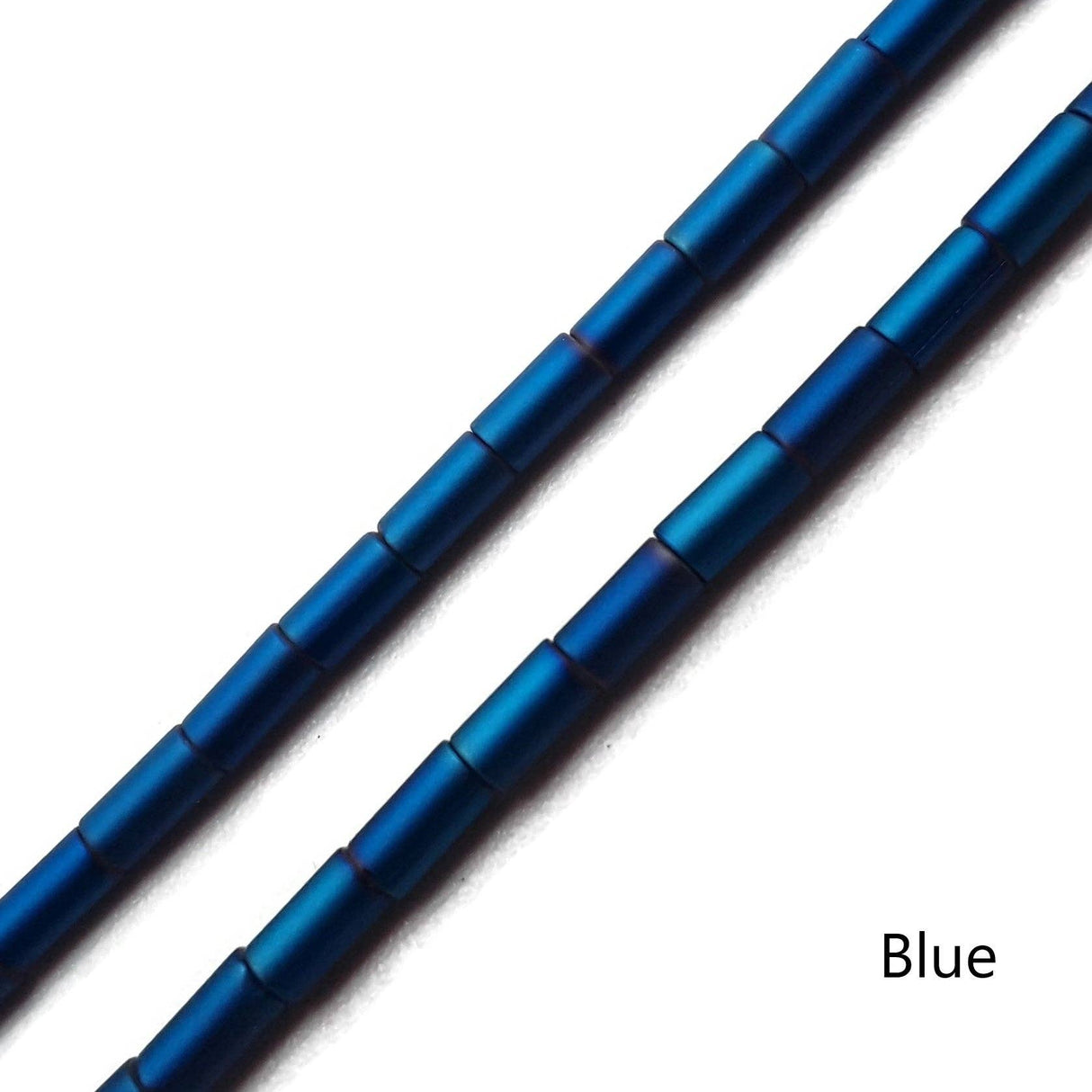 Crystal Glass Matte Tube Shape Beads, Blue Size 2x5mm 15" Strand