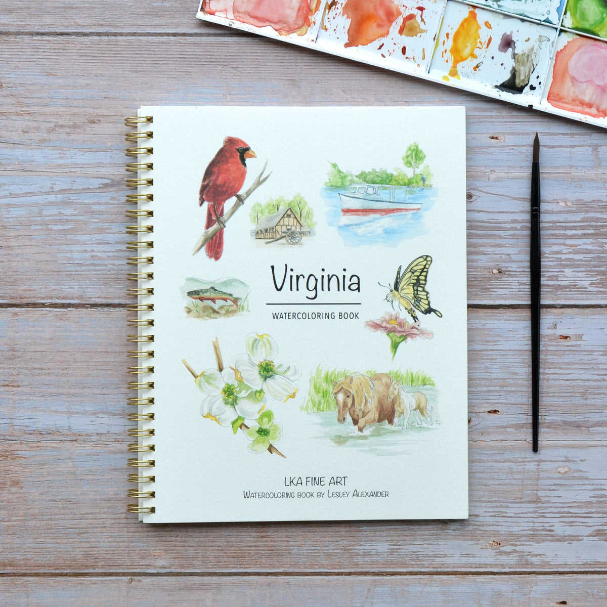 Watercolor workbook, Virginia Themed Watercoloring book
