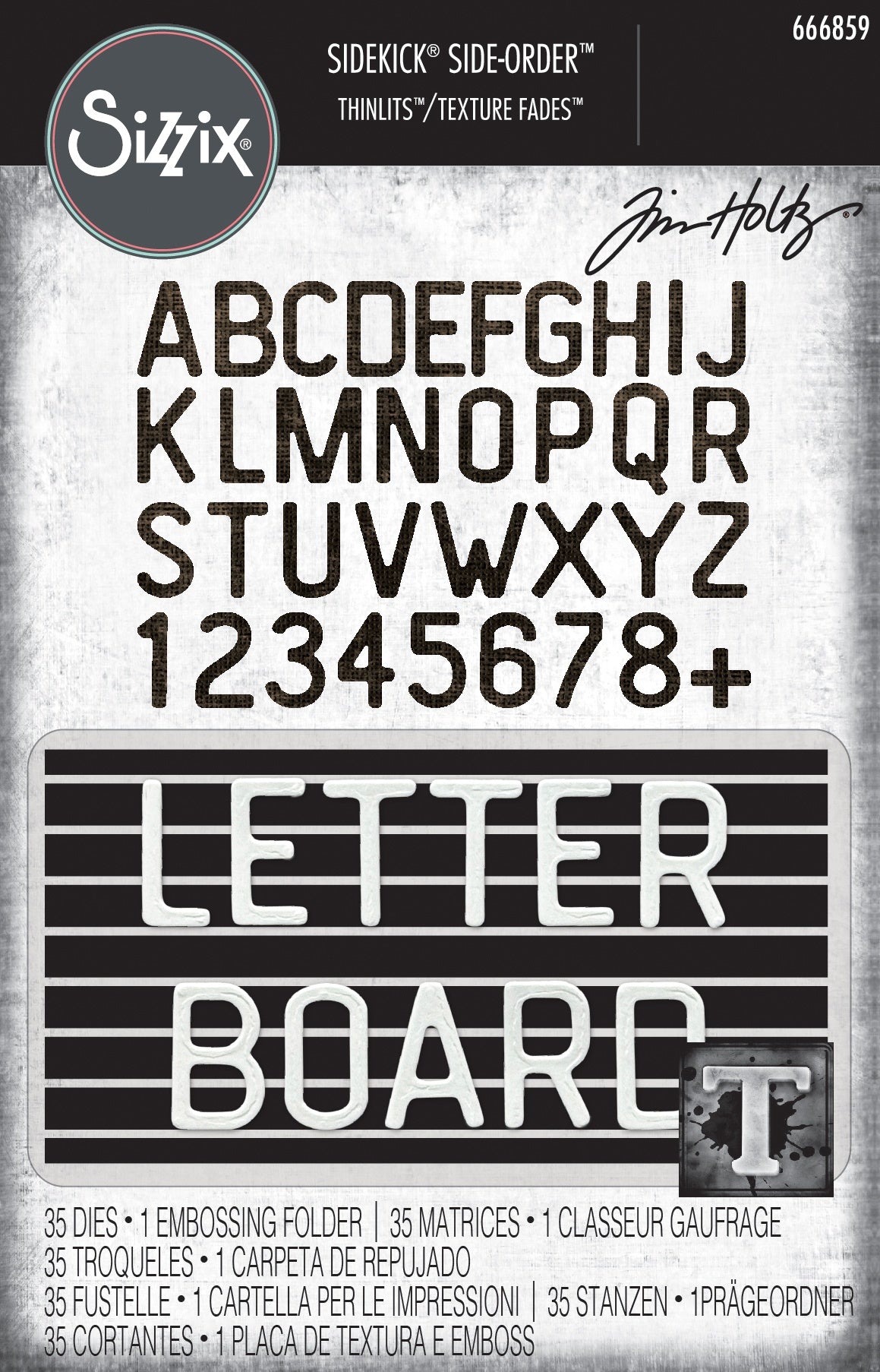 Sizzix Sidekick Texture Fades Embossing Folder By Tim Holtz -Sentiments