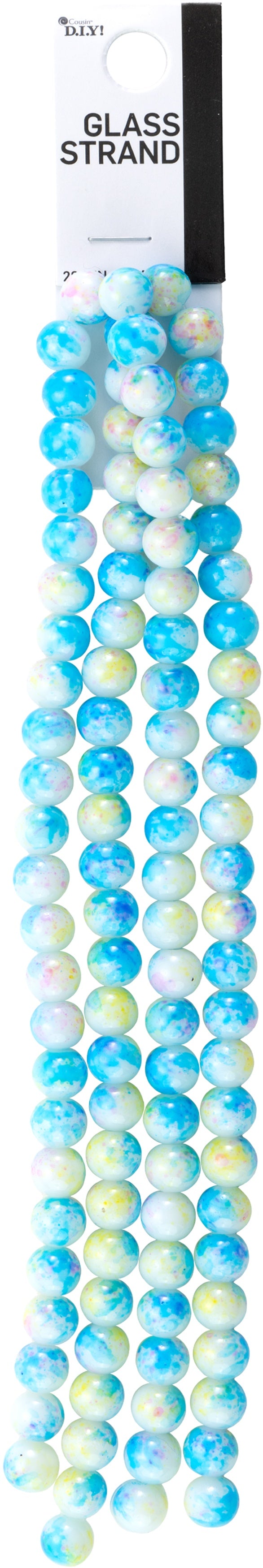 28.5in/72.4cm 8mm Splattered Glass-Blue/Pink/Yellow