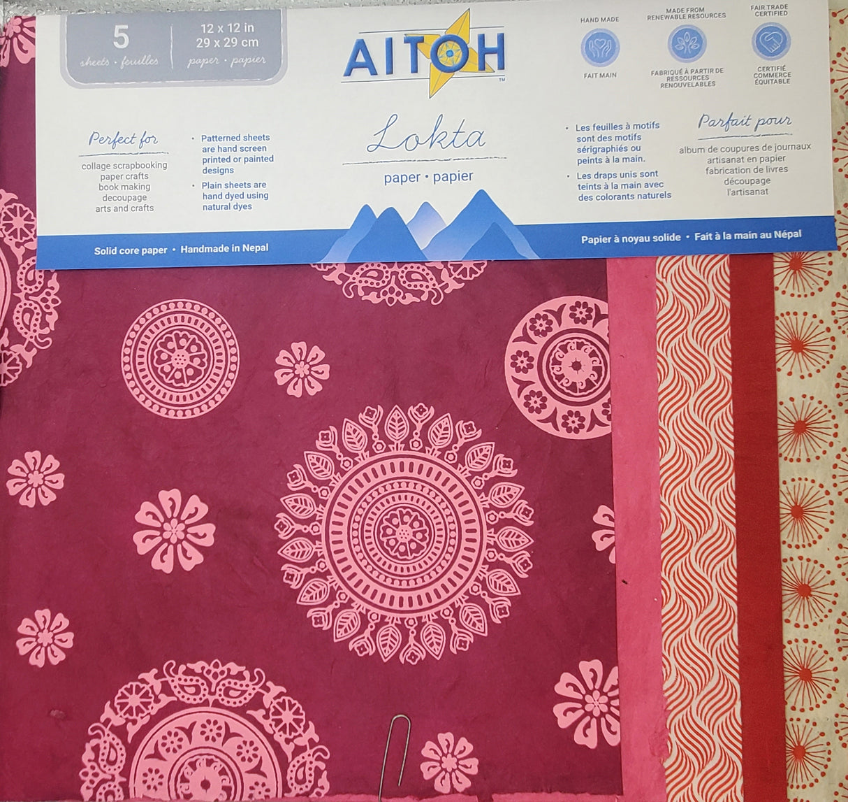 Aitoh Lotka Paper Pack 8.5"X11" 5/Pkg-Reds