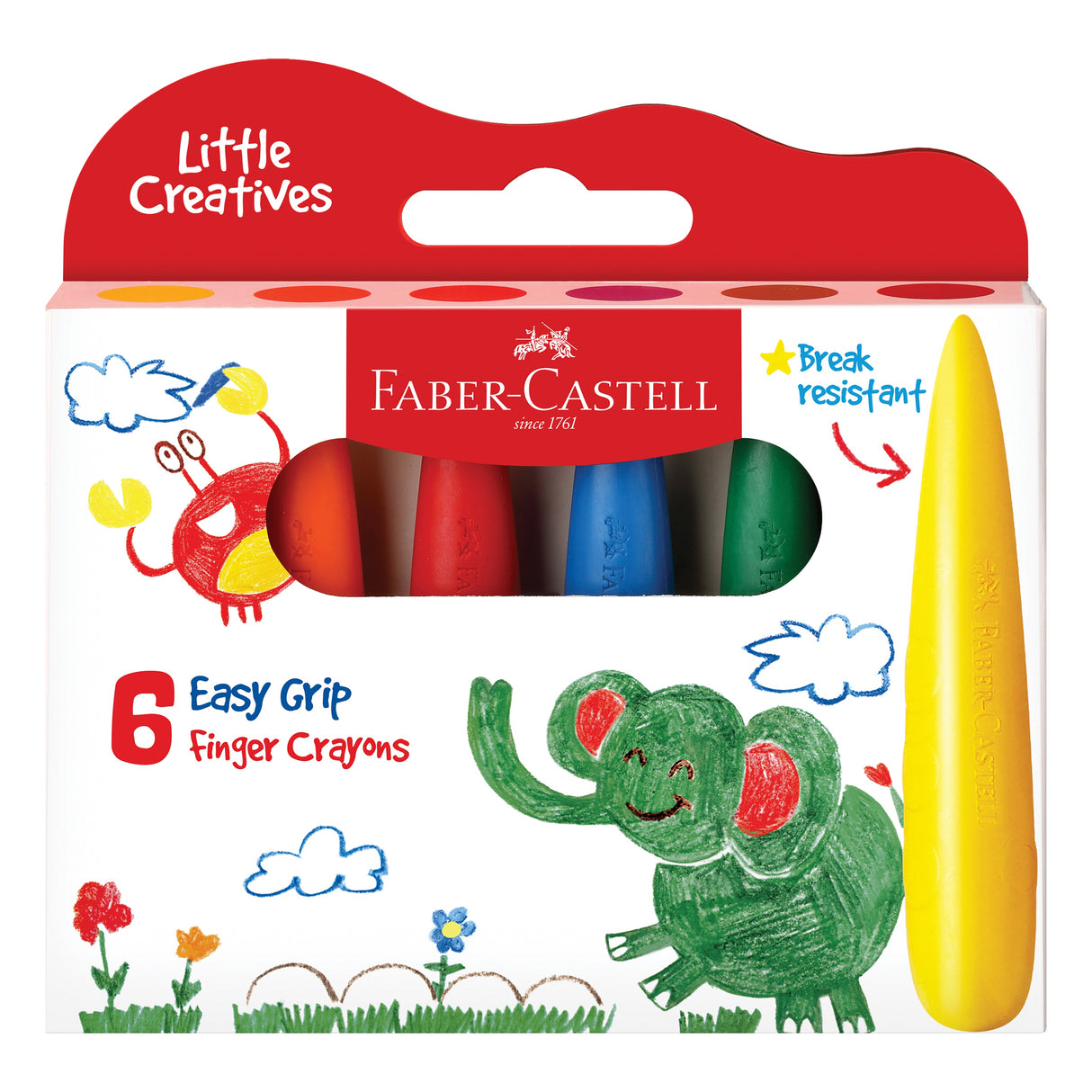 Little Creatives Easy Grasp Finger Crayons-6/Pkg