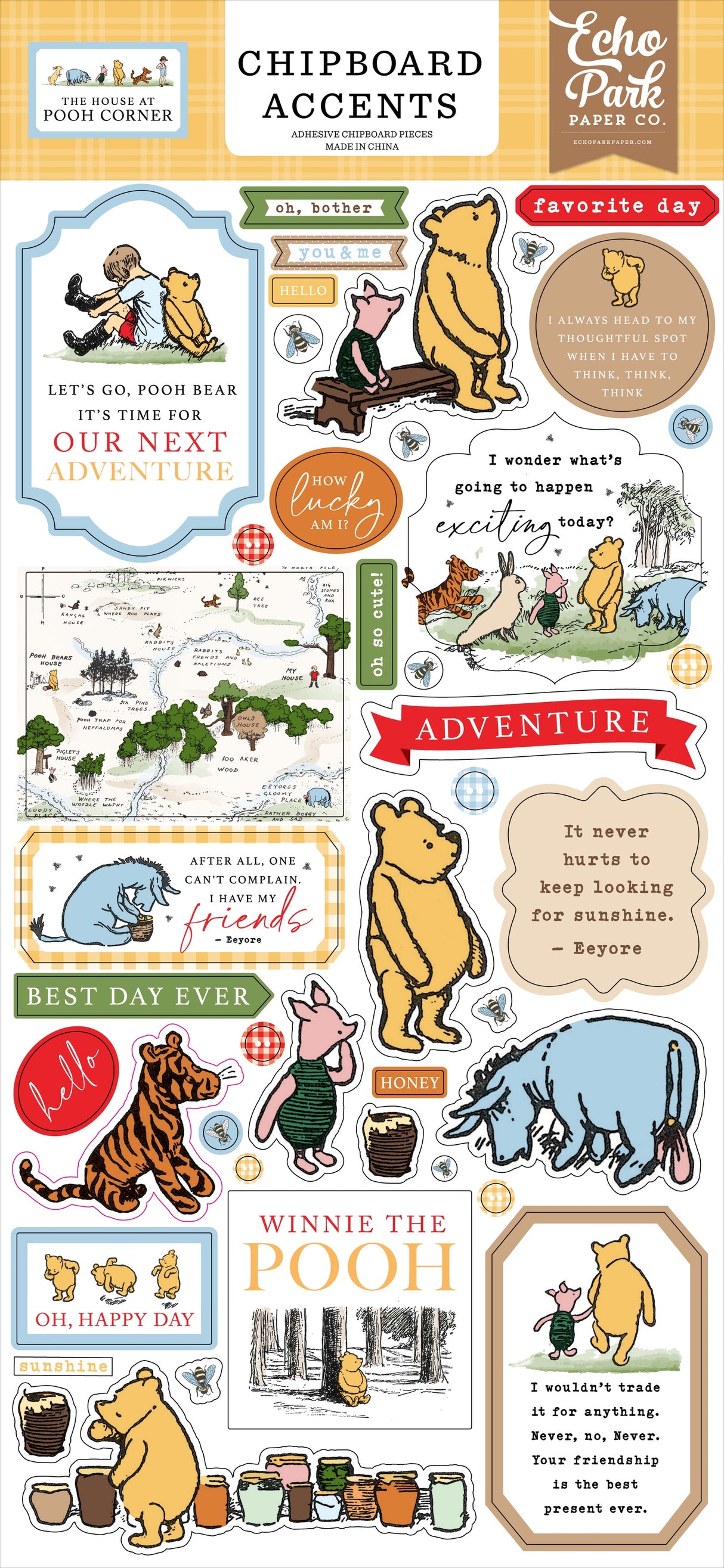 Echo Park Chipboard 6"X13"-Accents, The House At Pooh Corner