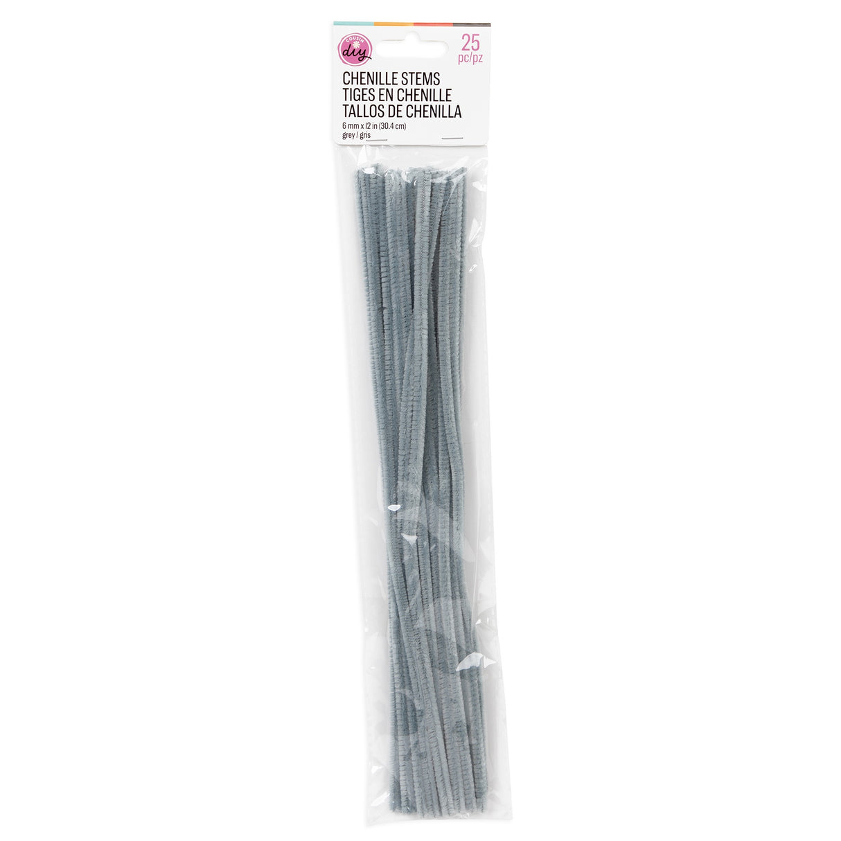 CousinDIY Chenille Stems 6mmx12" 25/Pkg-Gray