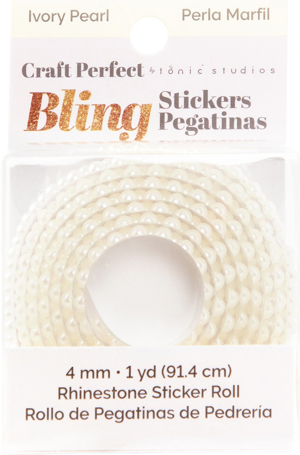 Craft Perfect Pearl Sticker Roll 1YD 4MM-Ivory