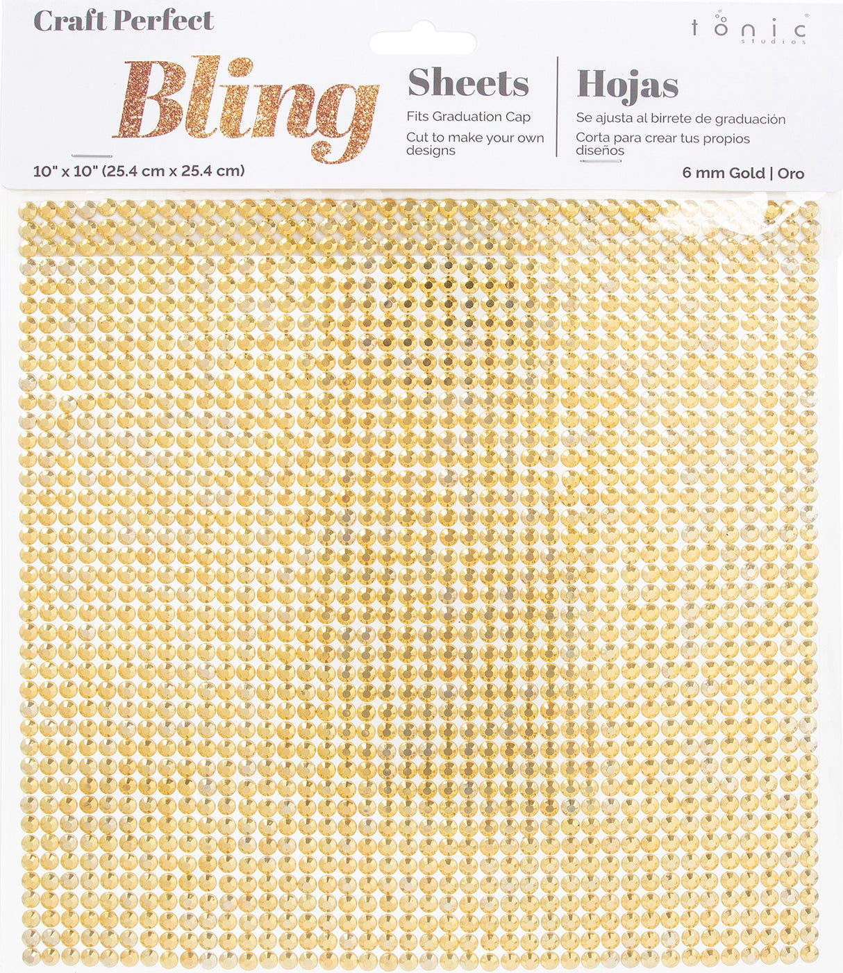 Craft Perfect Gem 10"X10" Gem Sheet 6MM-Gold