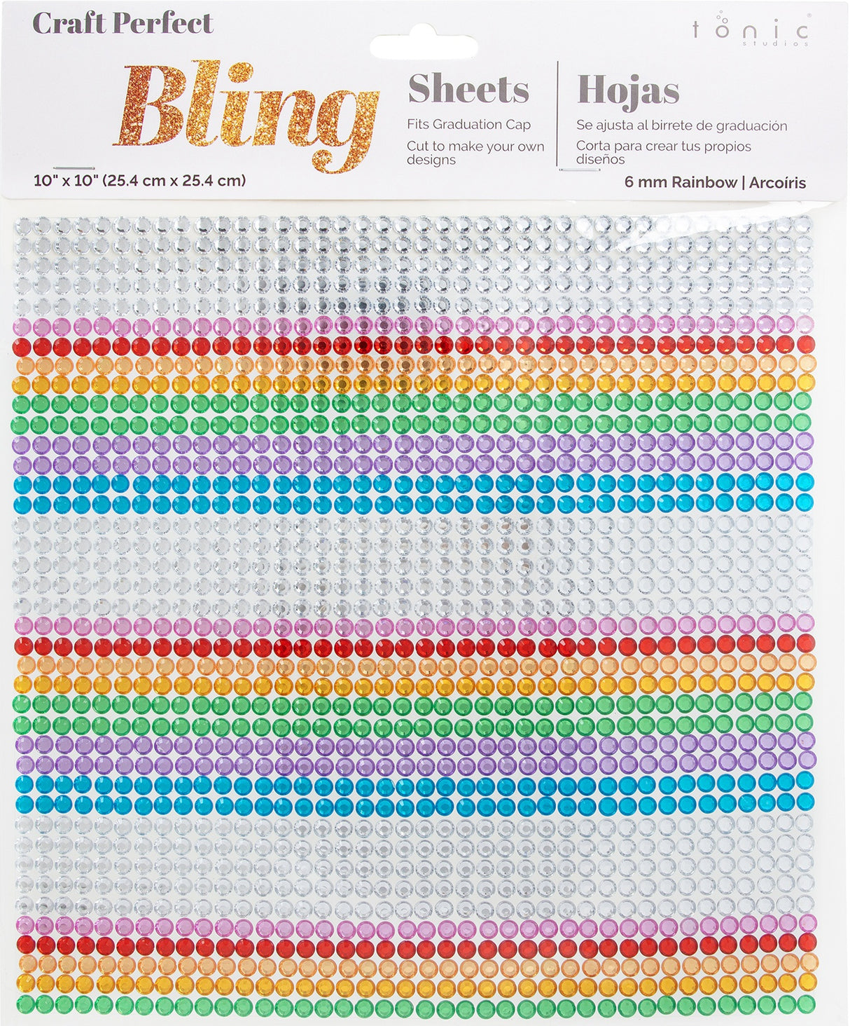 Craft Perfect Gem 10"X10" Gem Sheet 6MM-Rainbow