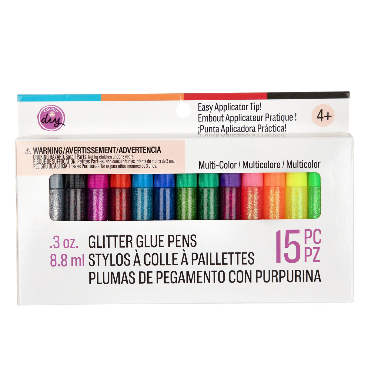 CousinDIY Glitter Glue Pens 0.3oz 15/Pkg-Multi-Colored