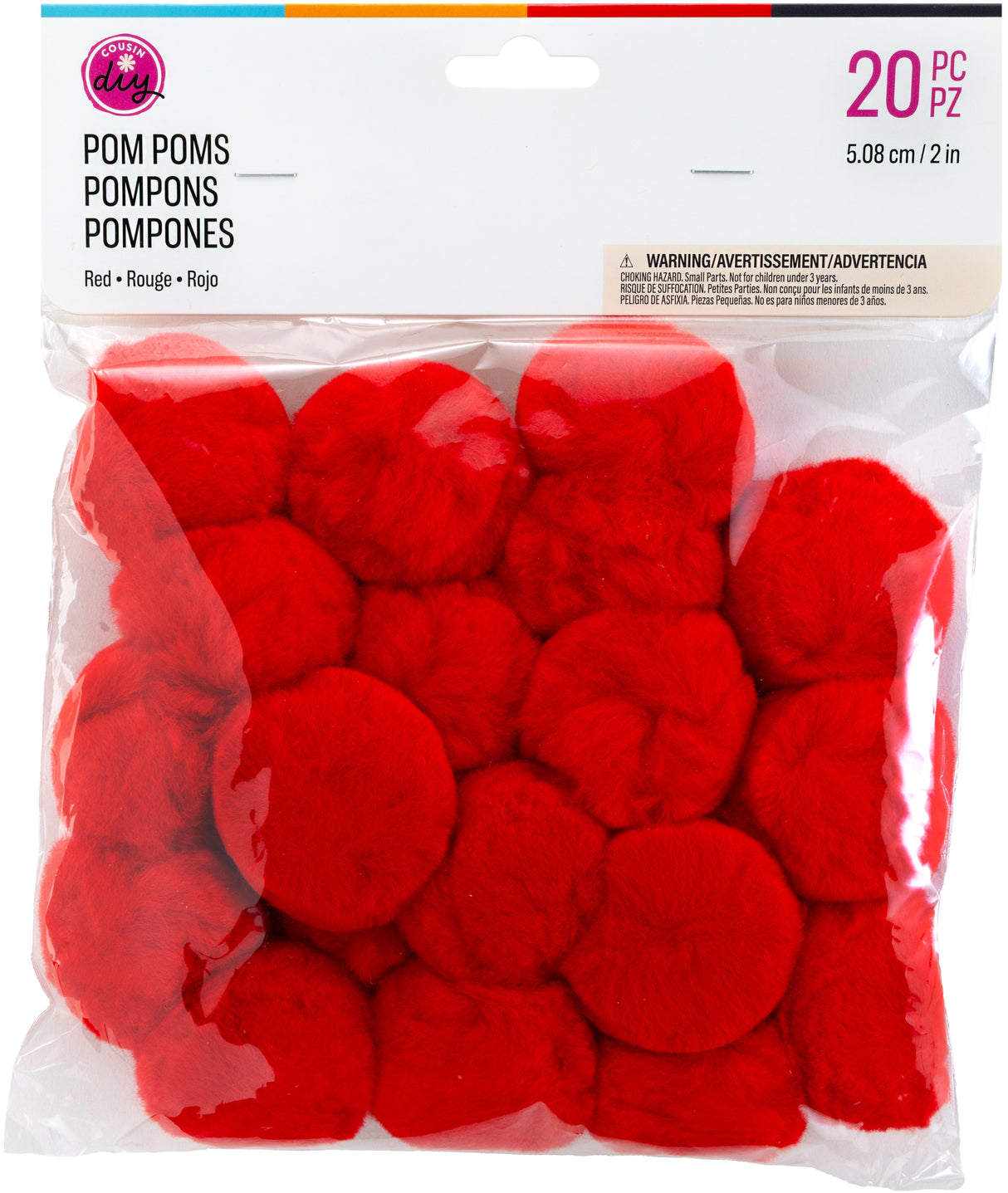 CousinDIY Pom-Poms 2" 20/Pkg-Red