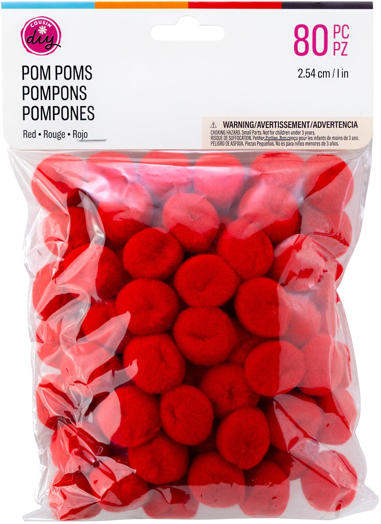 CousinDIY Pom-Pom 1" 80/Pkg-Red