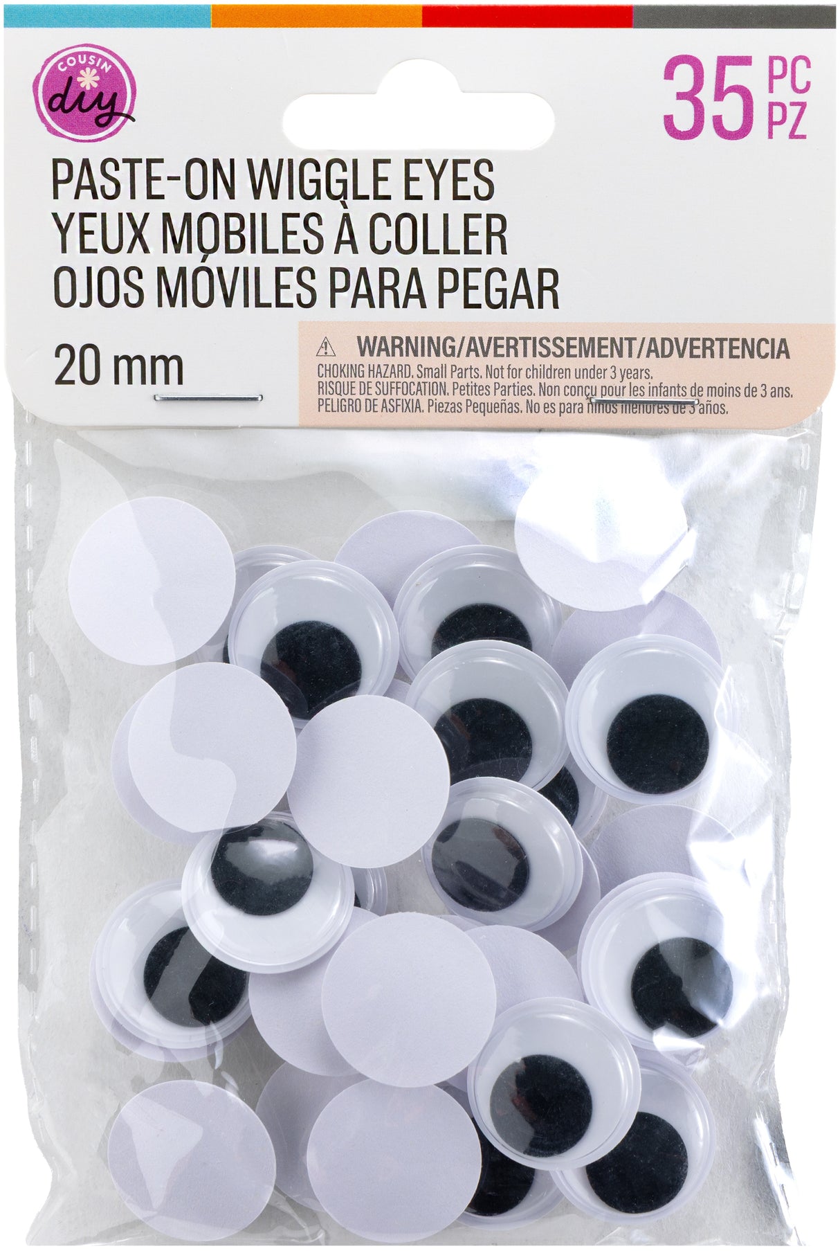 CousinDIY Paste-On Wiggle Eyes 20mm 35/Pkg-Black