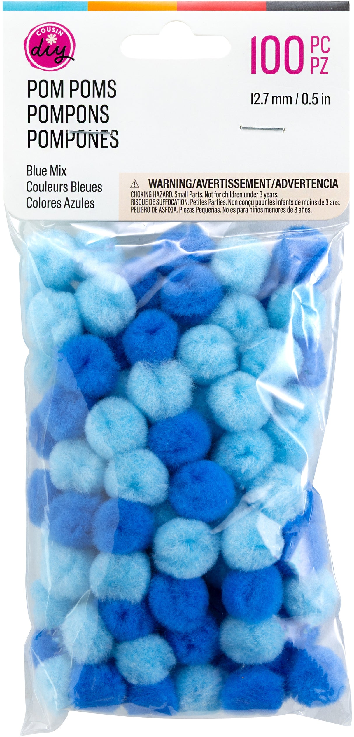 CousinDIY Pom-Pom 0.5" 100/Pkg-Blue Mix
