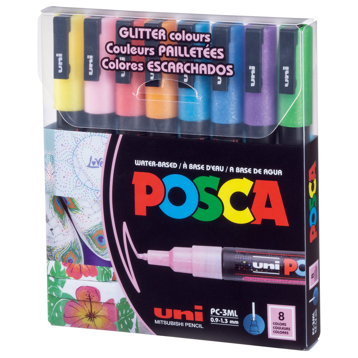 POSCA 3M Paint Marker Fine Bullet Tip 0.9mm-1.3mm 8/Pkg-Glitter