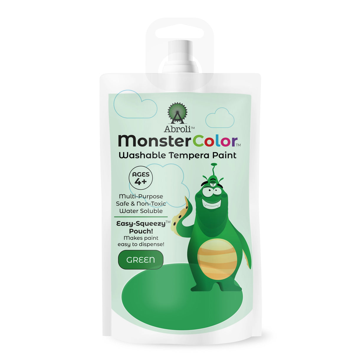 Abroli Monster Color Washable Tempera Paint Pouch 5oz-Green