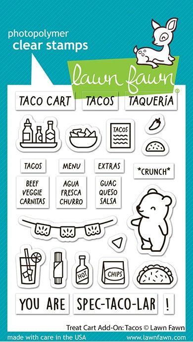 Lawn Fawn Clear Stamps 3"X4"-Treat Cart Add-On: Tacos