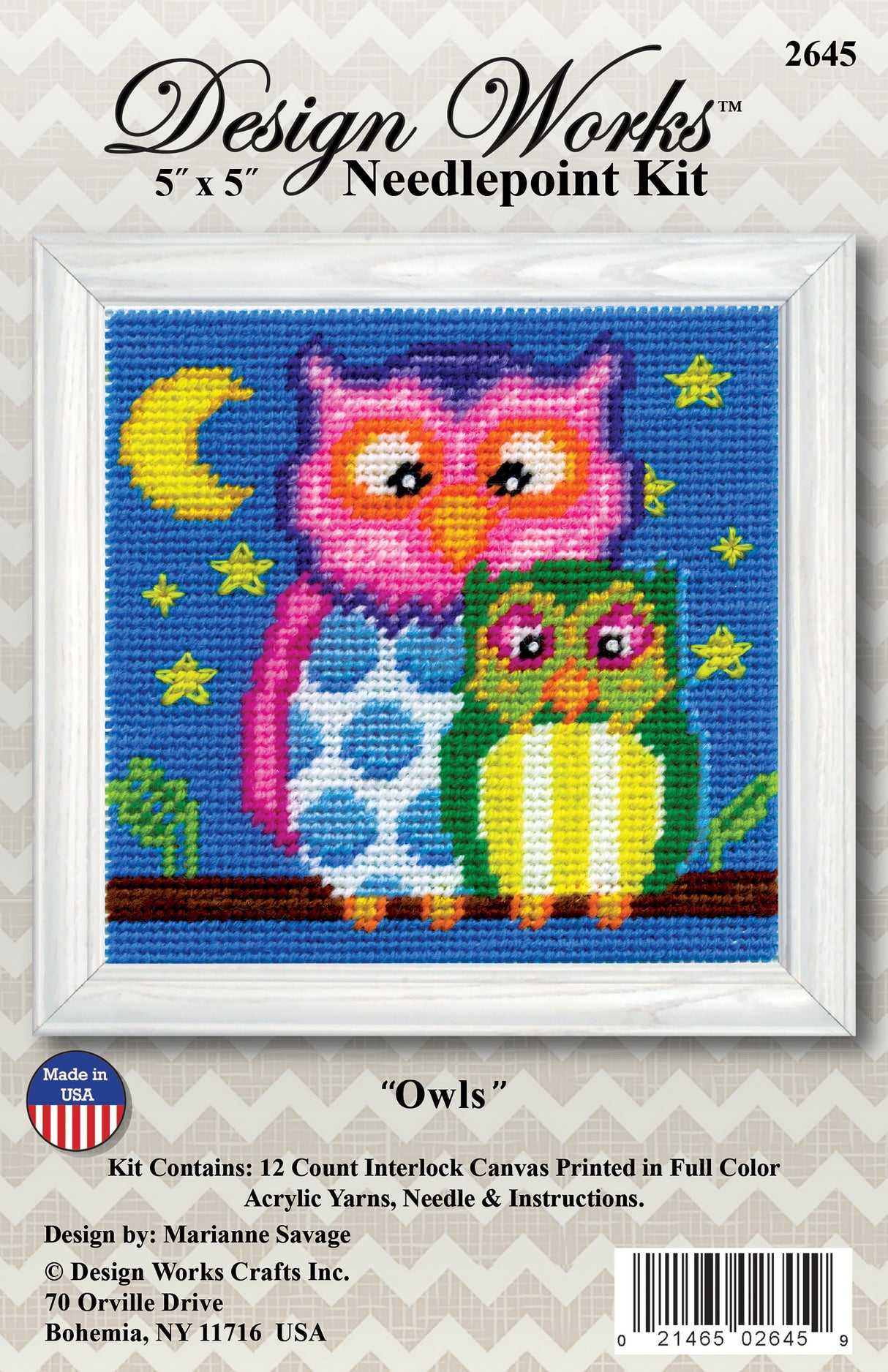 Design Works Needlepoint Kit 5"X5"-Owls