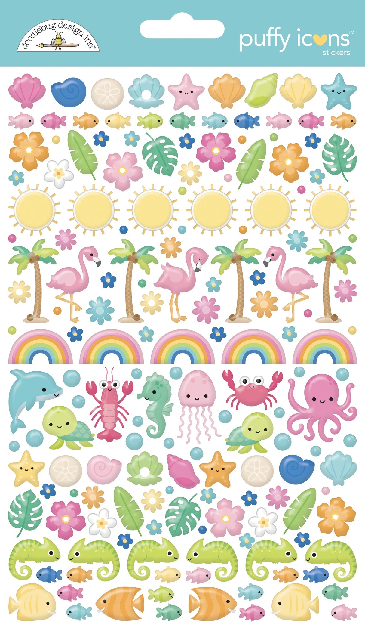 Doodlebug Puffy Stickers-Icons, Summer Fun