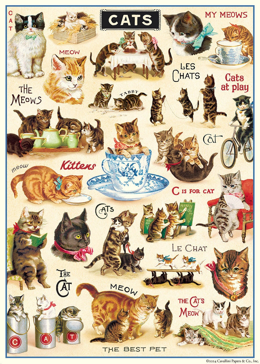 Cavallini Gift Wrap-Vintage Cats 2
