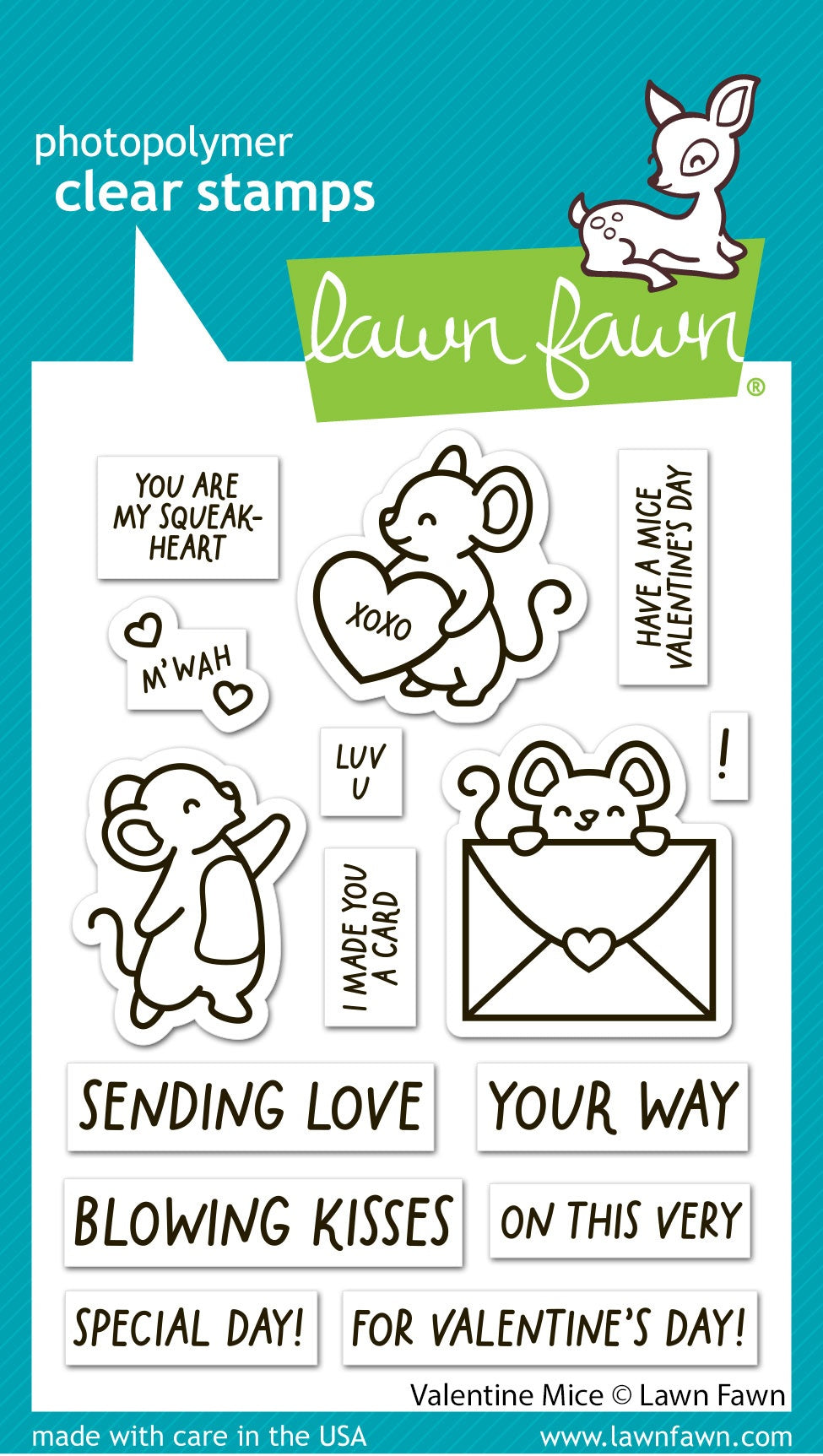 Lawn Fawn Clear Stamps-Valentine Mice