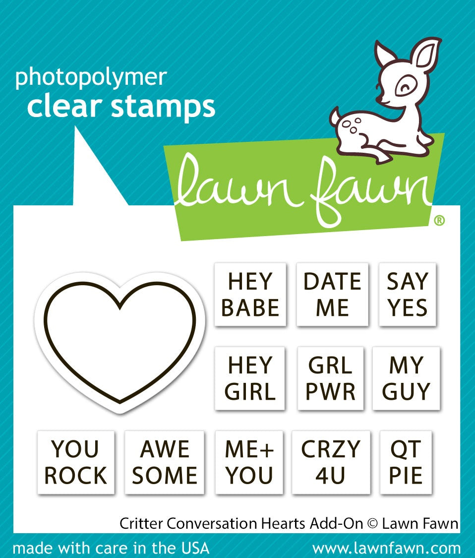 Lawn Fawn Clear Stamps-Critter Conversation Hearts Add-On