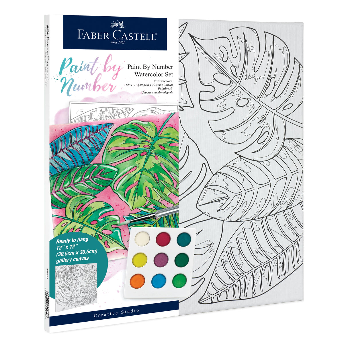 Creative Studio Watercolor Paint By Number Kit 12"X12"-Tropical
