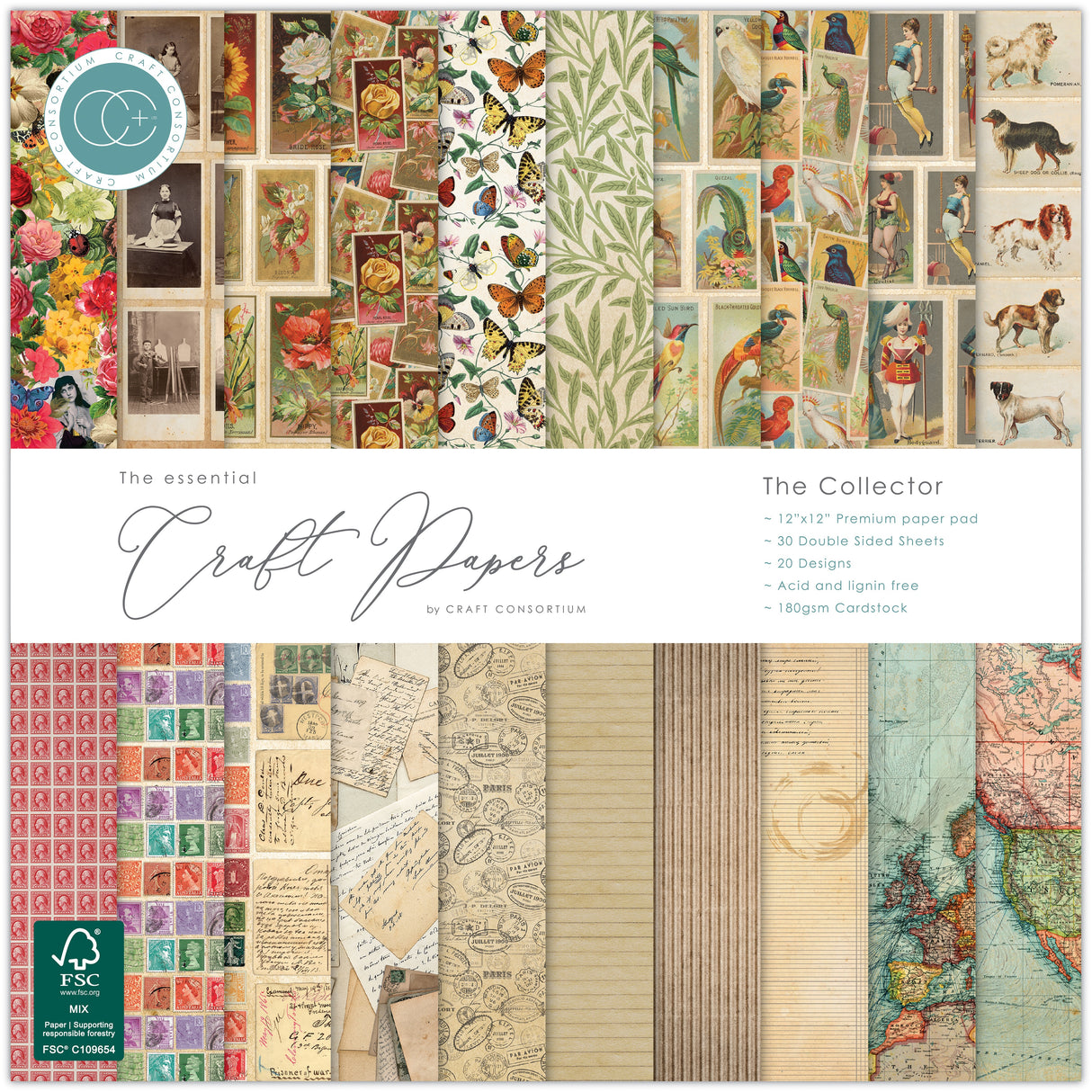 Craft Consortium Double-Sided Paper Pad 12"X12" 30/Pkg-The Collector