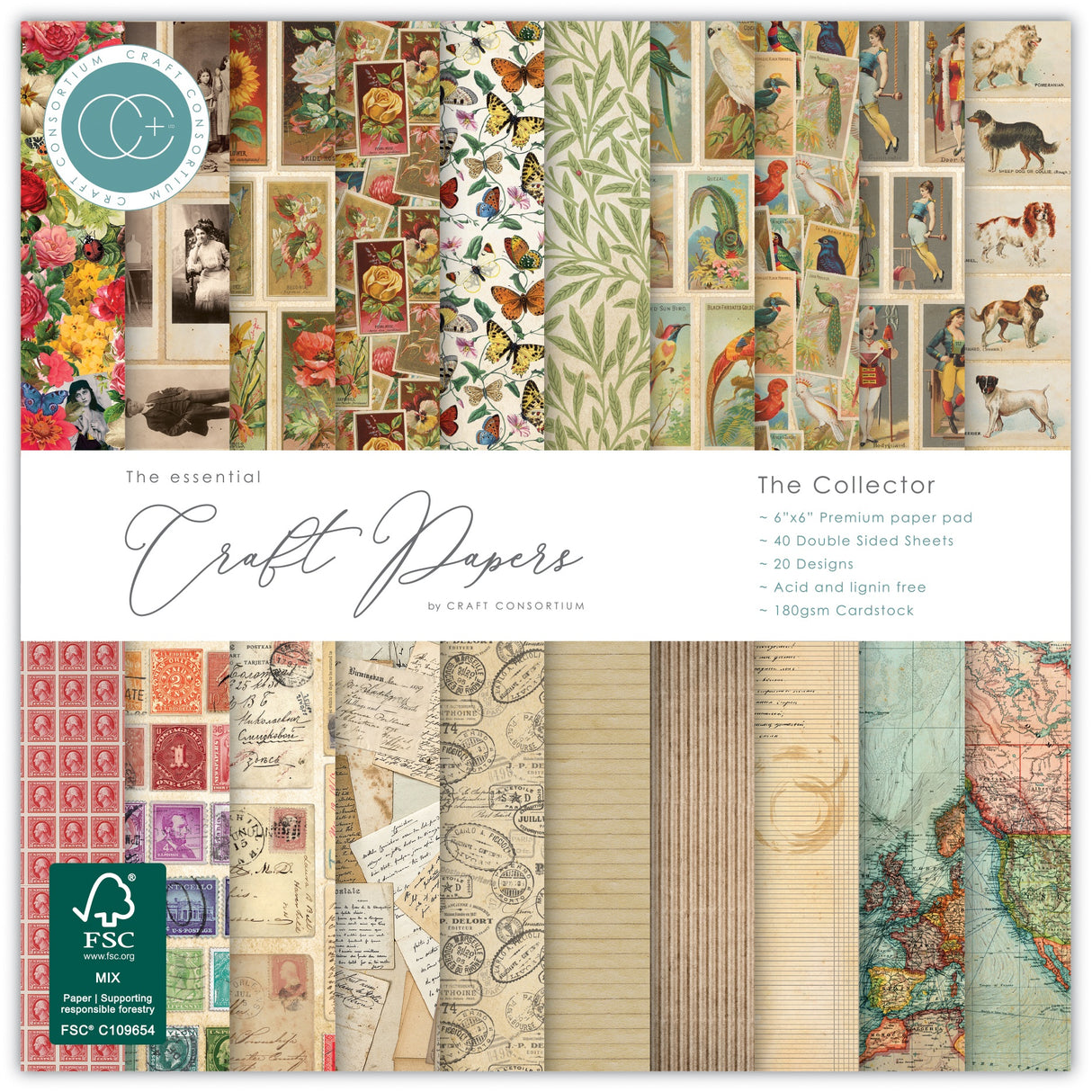 Craft Consortium Double-Sided Paper Pad 6"X6" 40/Pkg-The Collector
