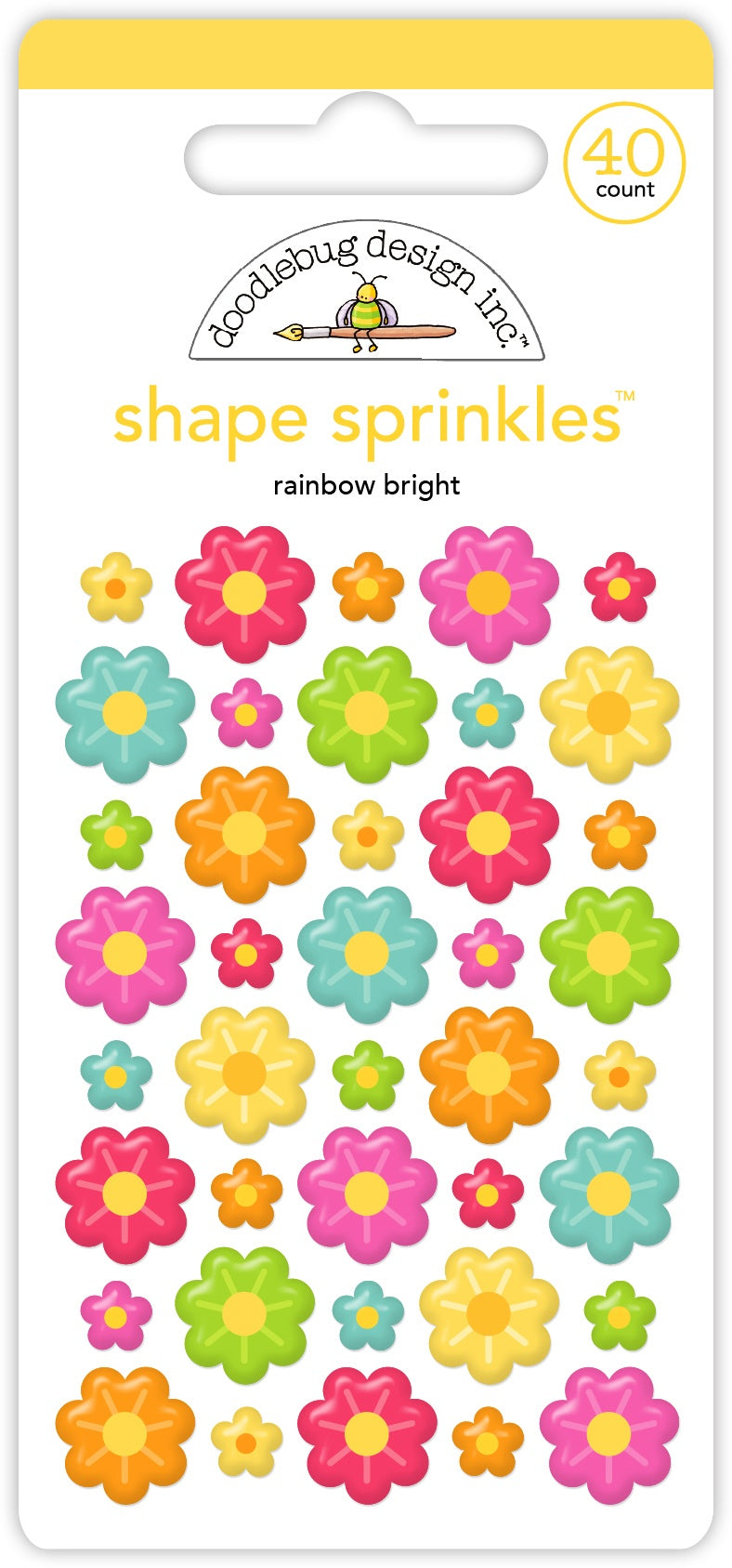 Doodlebug Sprinkles Adhesive Enamel Shapes-Rainbow Bright